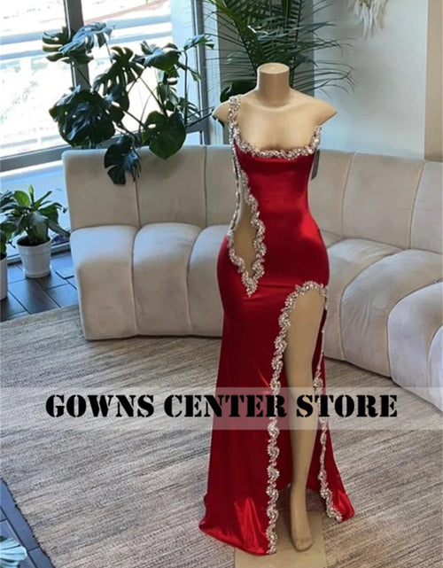 Load image into Gallery viewer, Radiant in Red: Luxury Beaded Mermaid Prom &amp; Birthday Dress
