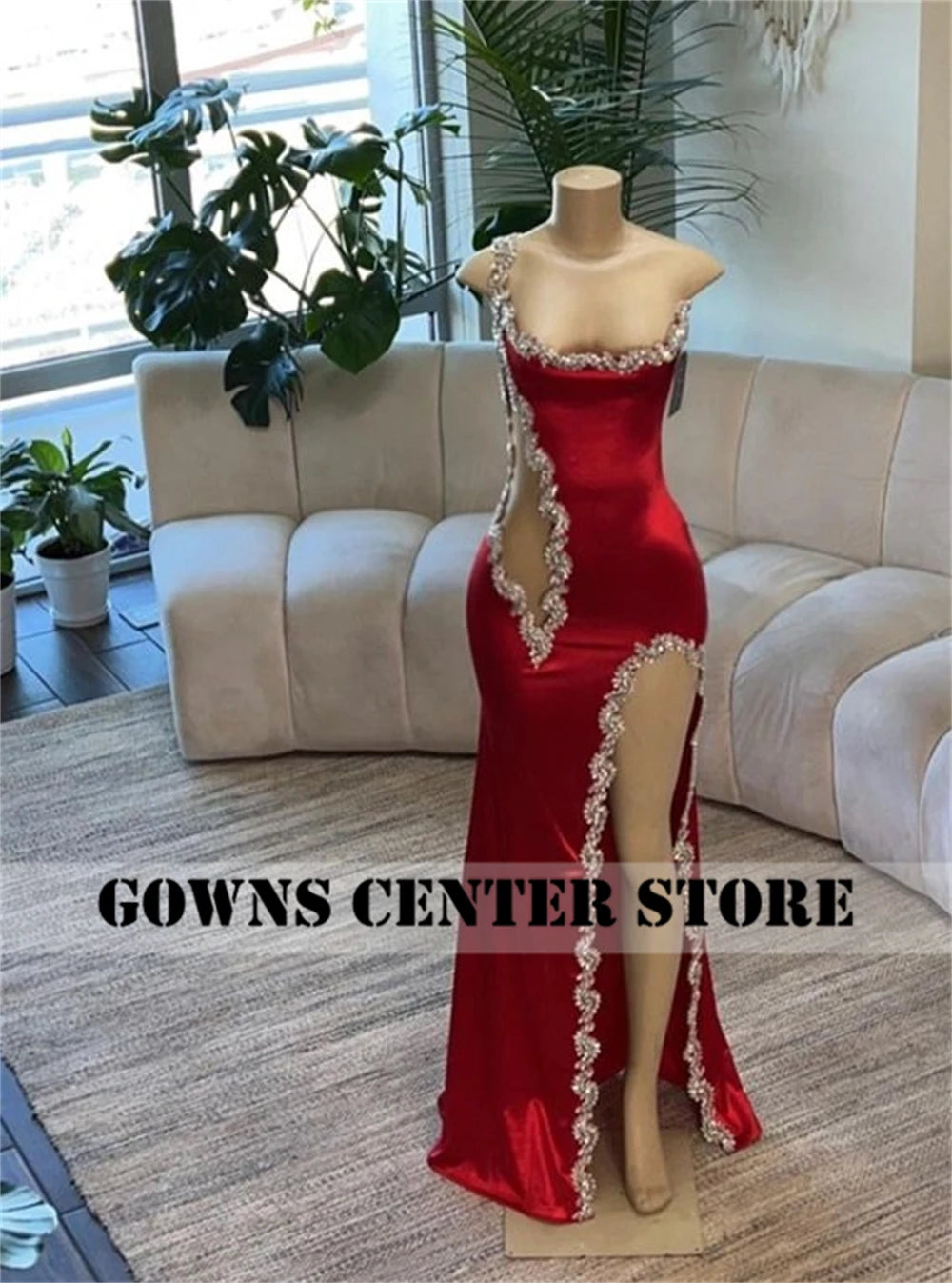 Radiant in Red: Luxury Beaded Mermaid Prom & Birthday Dress