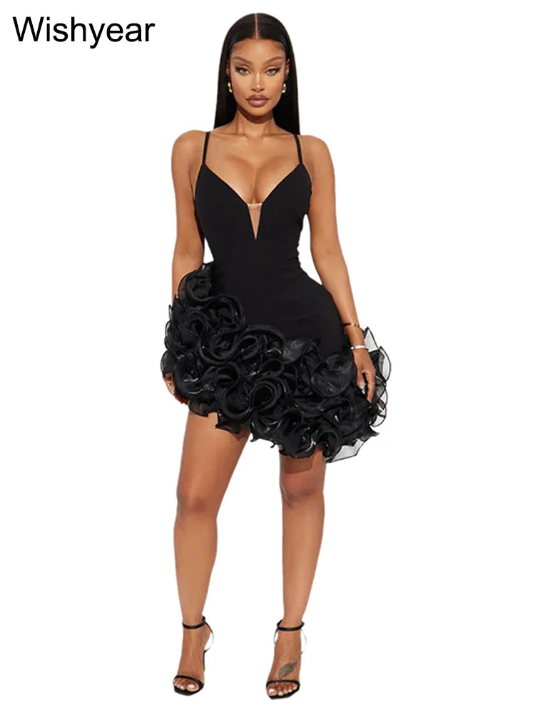 Elegant Ruffle Strap Mini Dress – Sexy and Sophisticated for Special Evenings