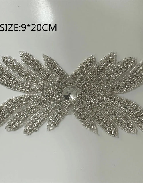 Load image into Gallery viewer, AB Silver Rhinestone Flower Applique – Elegant Iron-On/Sew-On Decoration for Wedding Dresses &amp; Clothes
