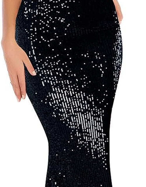 Load image into Gallery viewer, Women Wedding Sequin Dress V-Neck Sleeveless Dress Mermaid Maxi Long Dress Formal Evening Prom Gowns
